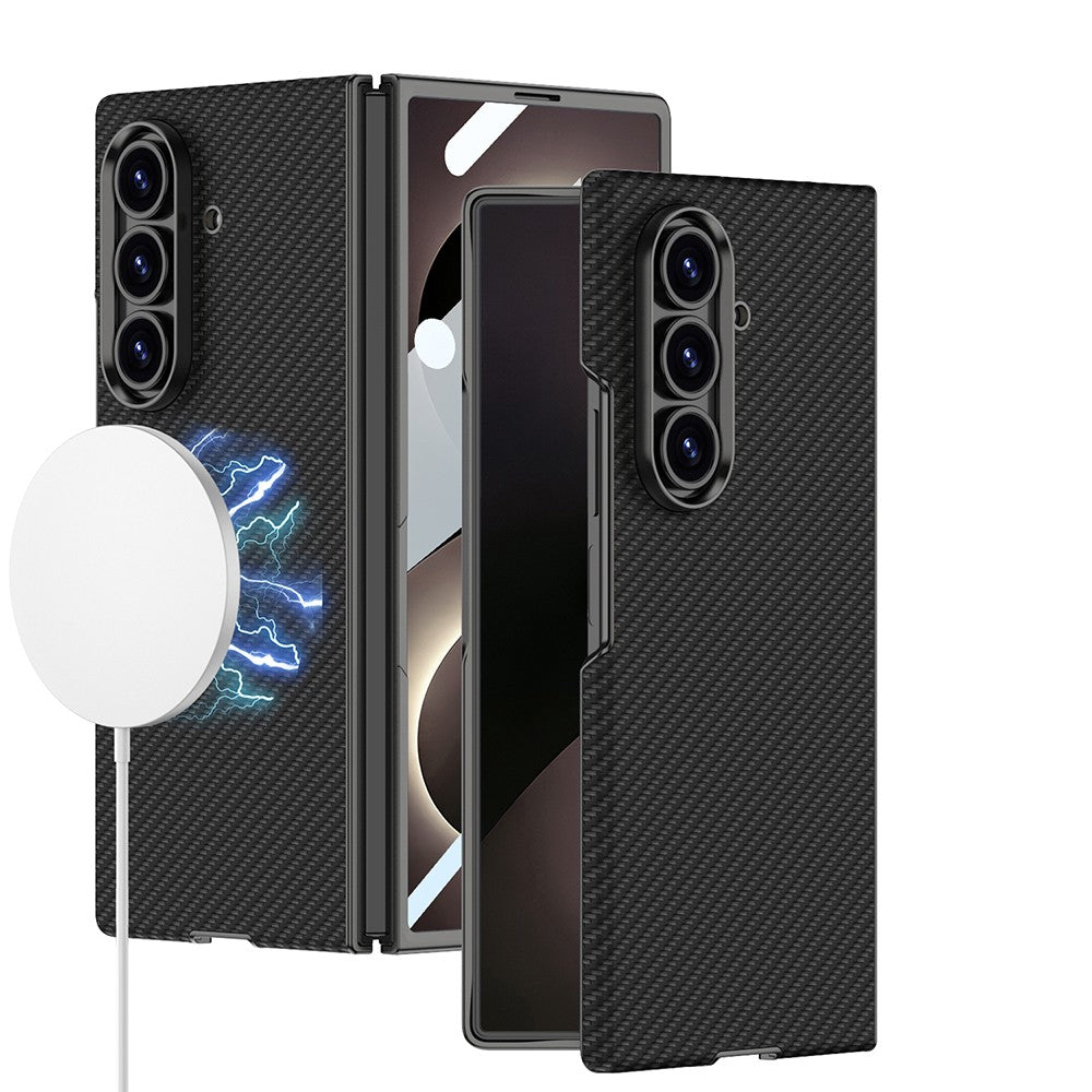 Samsung Galaxy Z Fold 8 Ultra Kılıf M-safe Şarj Özellikli Kıpta KPT-12 Sert PC Kapak Siyah Karbon