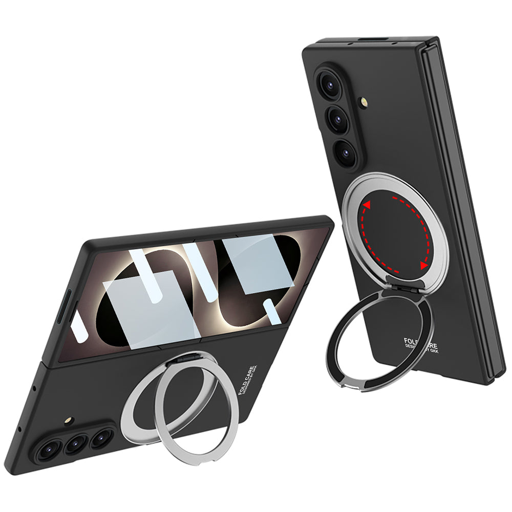 Galaxy Z Fold 8 Ultra Kılıf M-safe Şarj Özellikli Zore Kıpta Yüzüklü Kamera Korumalı Kapak Siyah