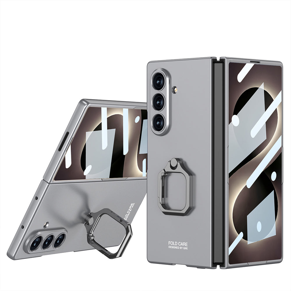 Galaxy Z Fold 8 Ultra Kılıf Zore Kıpta Flip Ring Kamera Korumalı Kapak Gri