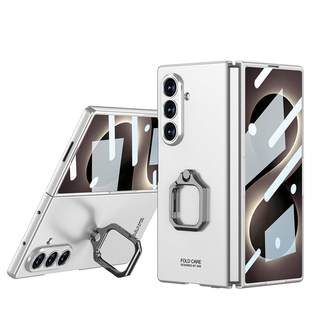 Galaxy Z Fold 8 Ultra Kılıf Zore Kıpta Flip Ring Kamera Korumalı Kapak Gümüş