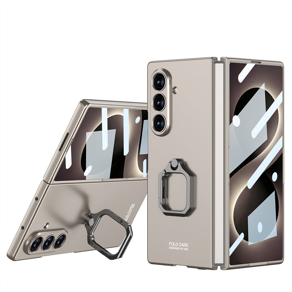 Galaxy Z Fold 8 Ultra Kılıf Zore Kıpta Flip Ring Kamera Korumalı Kapak Titanyum