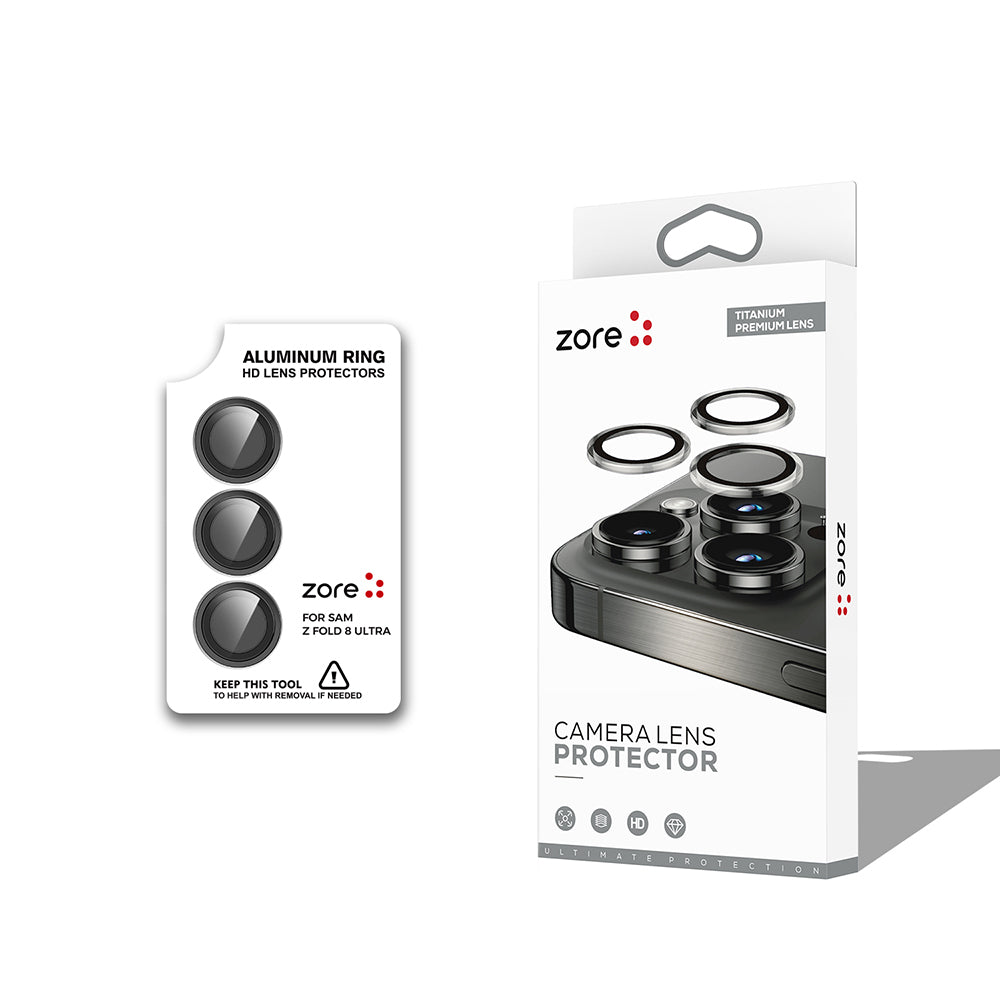Galaxy Z Fold 8 Ultra Zore CL-12 Premium Safir Parmak İzi Bırakmayan Anti-Reflective Kamera Lens Koruyucu Siyah
