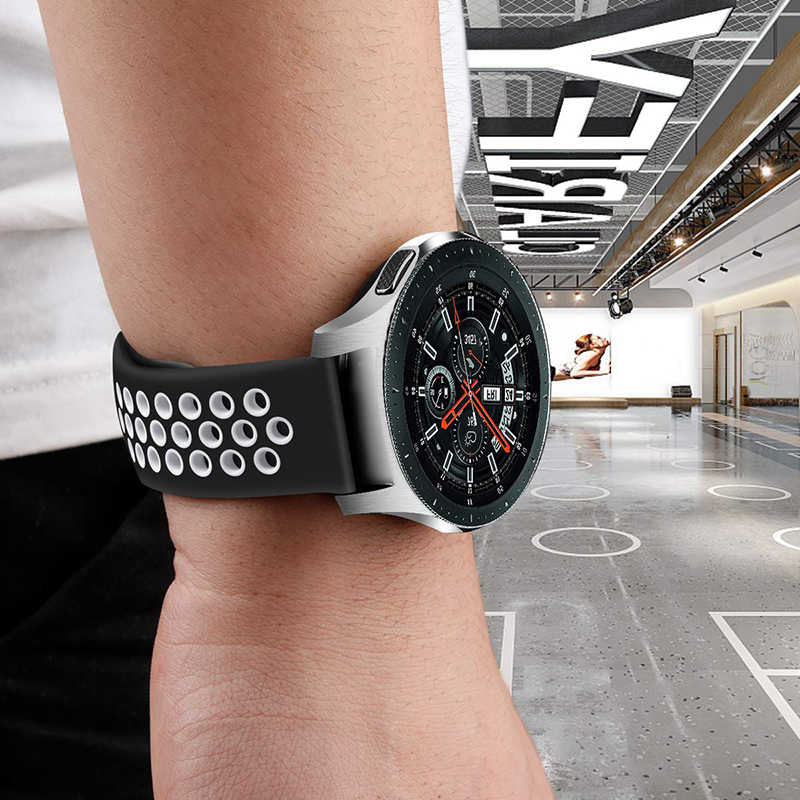 Gear S2 (20mm) KRD-02 Silikon Kordon Siyah-Yeşil