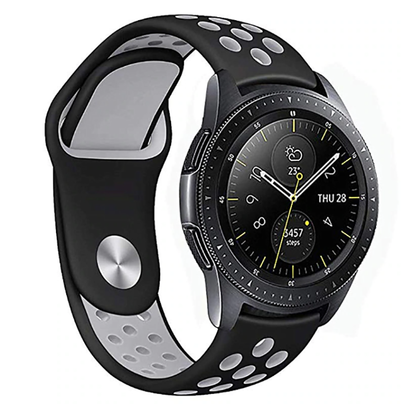 Gear S3 (22mm) KRD-02 Silikon Kordon Kırmızı-Siyah