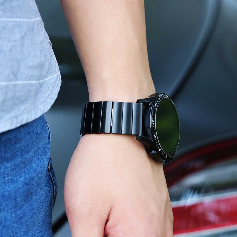 Gear S3 (22mm) KRD-16 Metal Kordon Siyah