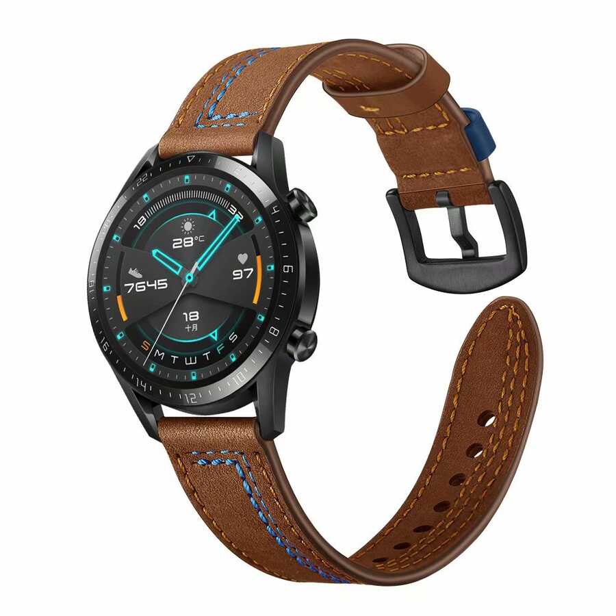 Gear S3 (22mm) KRD-19 Deri Kordon Yeşil