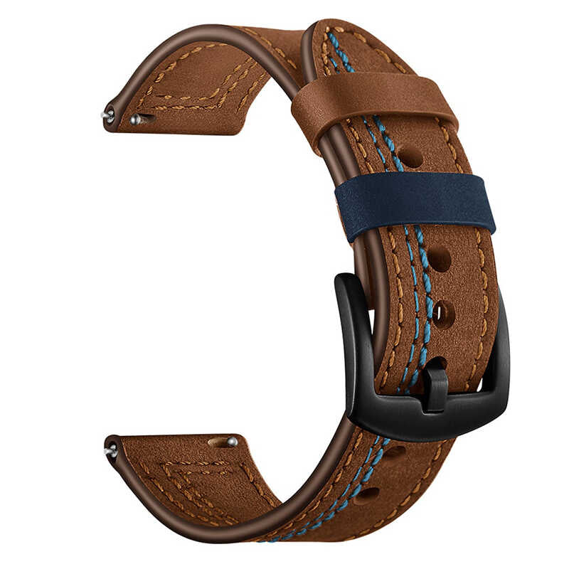 Gear S3 (22mm) KRD-19 Deri Kordon Yeşil