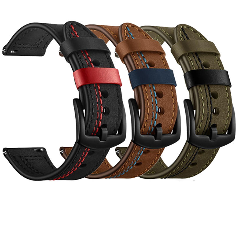 Gear S3 (22mm) KRD-19 Deri Kordon Kahverengi