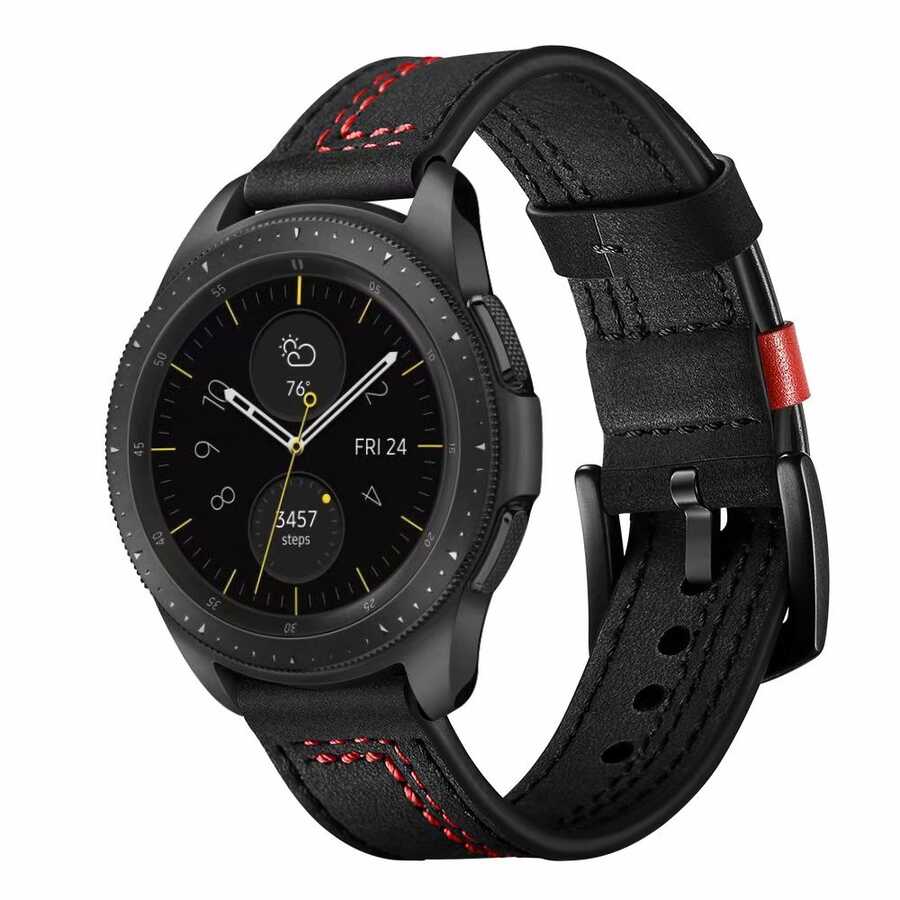 Gear S3 (22mm) KRD-19 Deri Kordon Siyah