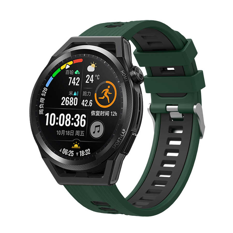 Gear S3 KRD-55 Silikon Kordon Yeşil-Siyah