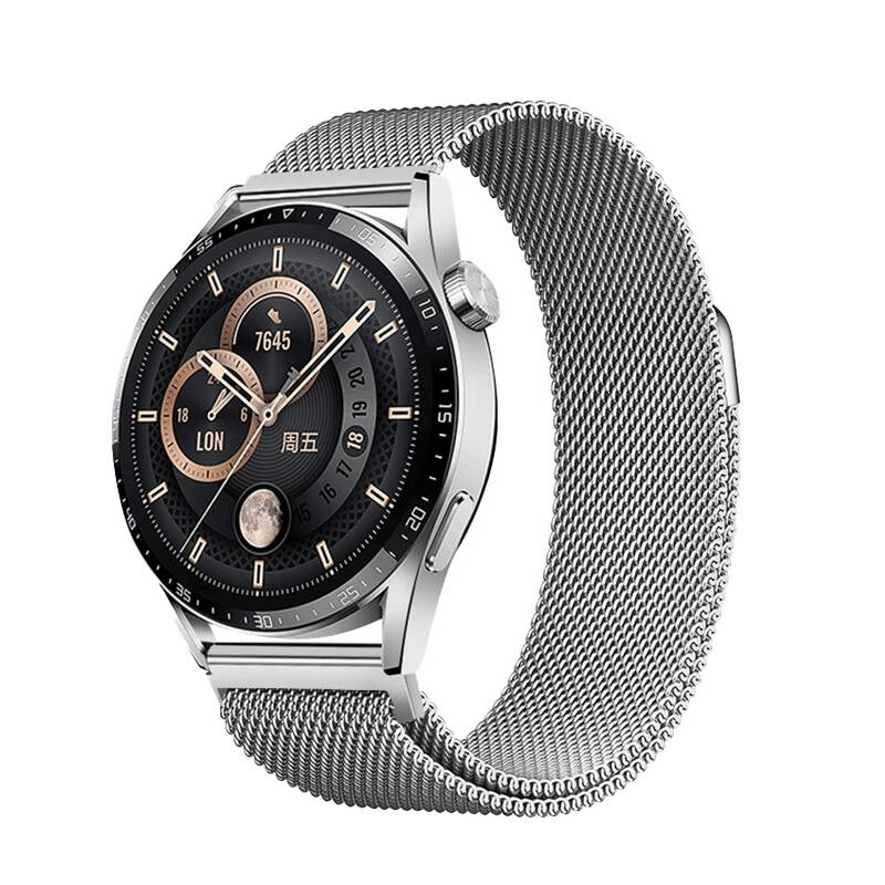 Gear S3 Zore Band-12 22mm Metal Hasır Kordon Gümüş