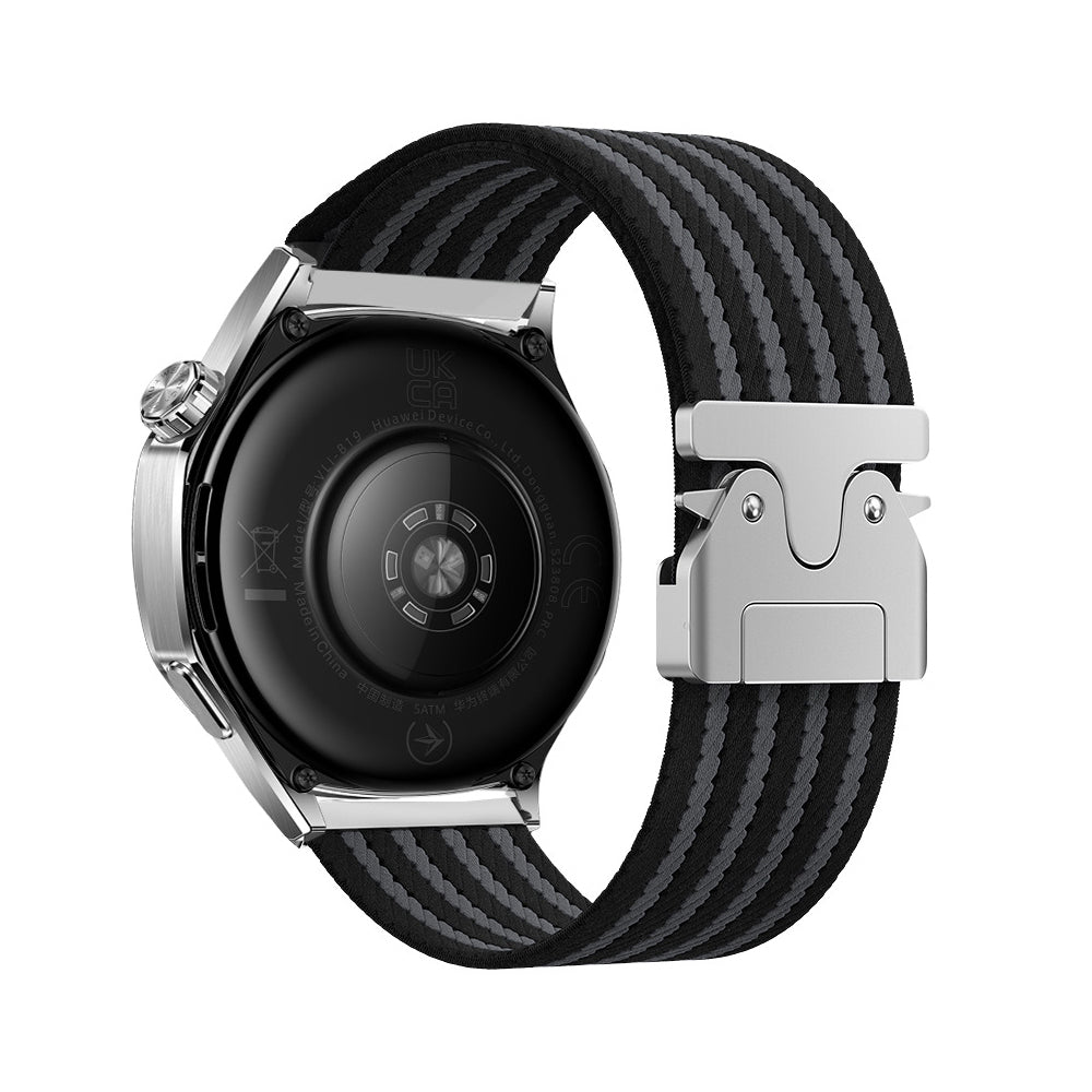 Gear S3 Zore KRD-133 22mm Naylon Kumaş Hasır Örgülü Kordon Siyah