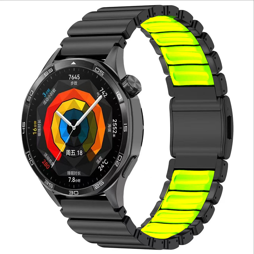 Gear S3 Zore KRD-151 22mm Metal Silikon Kordon Siyah-Yeşil