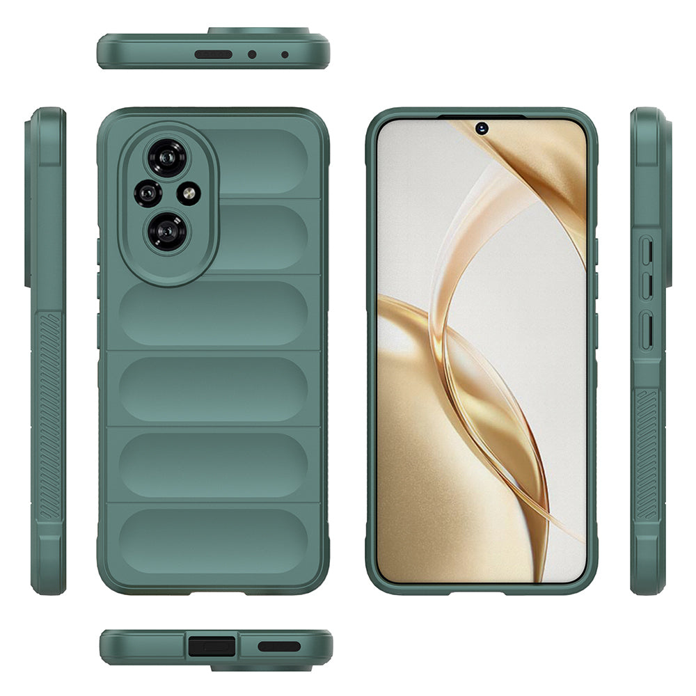 Honor 200 Kılıf Esnek TPU Oyuklu Arka Yüzey Tasarımlı Zore Etnik Silikon Kapak Koyu Yeşil