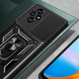 Honor 200 Kılıf Magnetik Standlı Kamera Korumalı Zore Sürgülü Vega Kapak Mavi