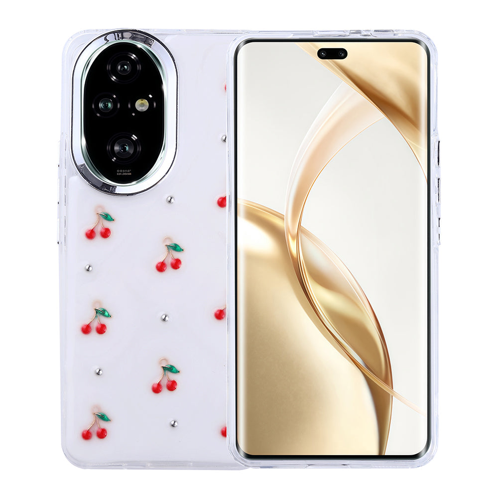 Honor 200 Pro Kılıf Airbag Tasarımlı Simli Şeffaf Zore Kutup Kapak Kiraz