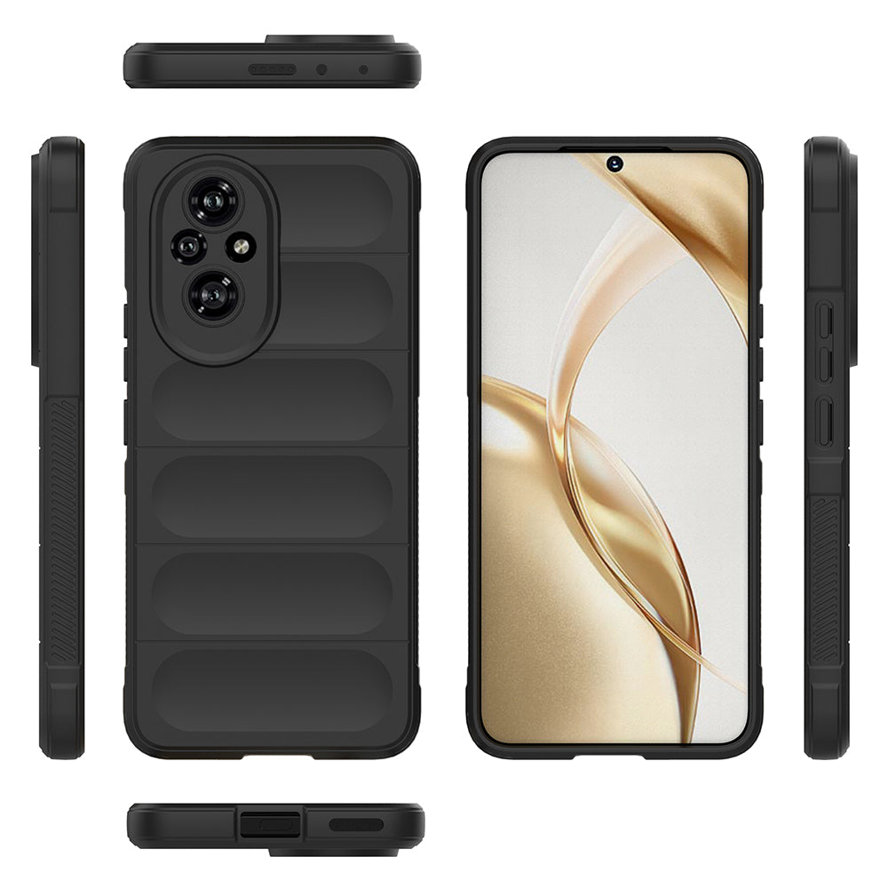 Honor 200 Pro Kılıf Esnek TPU Oyuklu Arka Yüzey Tasarımlı Zore Etnik Silikon Kapak Siyah