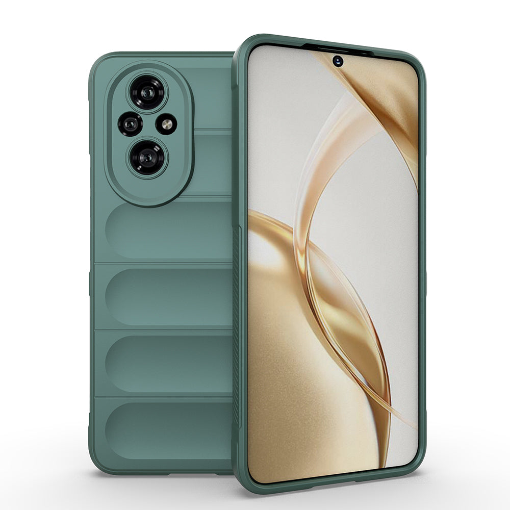 Honor 200 Pro Kılıf Esnek TPU Oyuklu Arka Yüzey Tasarımlı Zore Etnik Silikon Kapak Koyu Yeşil
