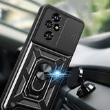 Honor 200 Pro Kılıf Magnetik Standlı Kamera Korumalı Zore Sürgülü Vega Kapak Mavi