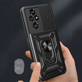 Honor 200 Pro Kılıf Magnetik Standlı Kamera Korumalı Zore Sürgülü Vega Kapak Mavi