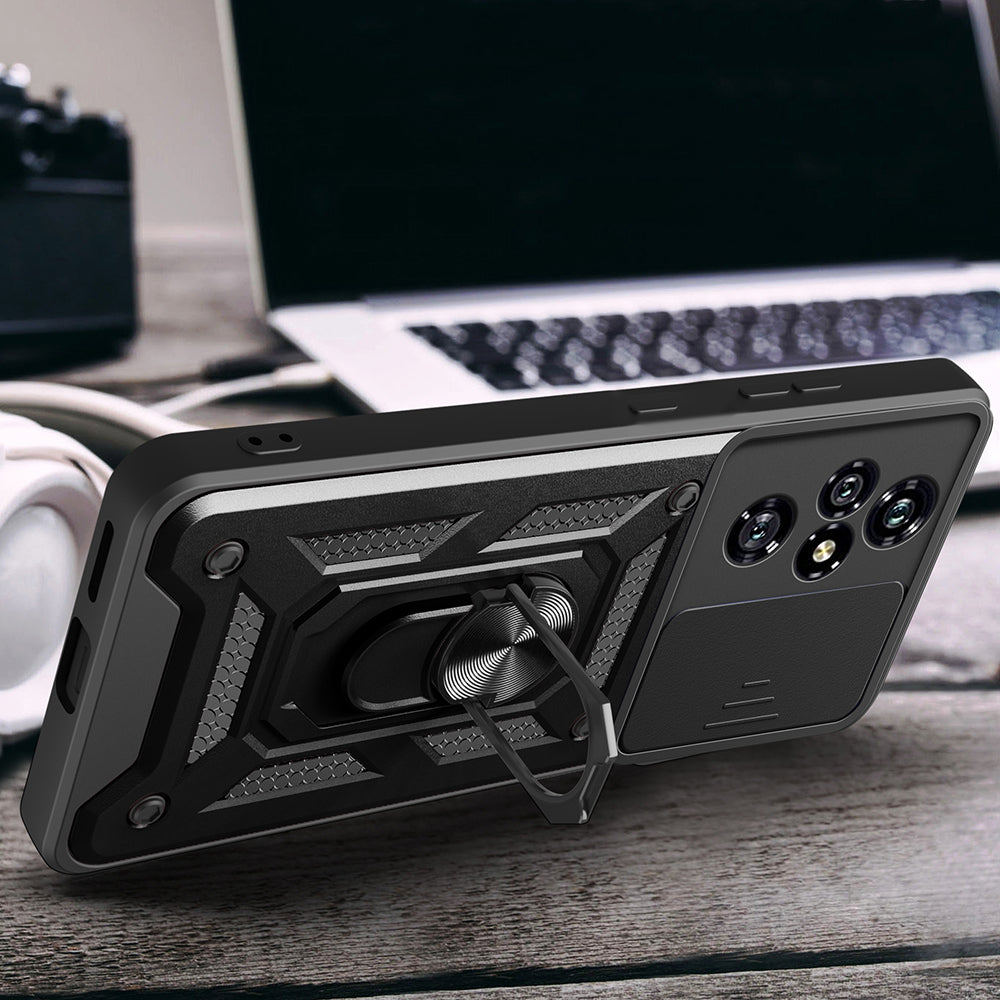 Honor 200 Pro Kılıf Magnetik Standlı Kamera Korumalı Zore Sürgülü Vega Kapak Mavi