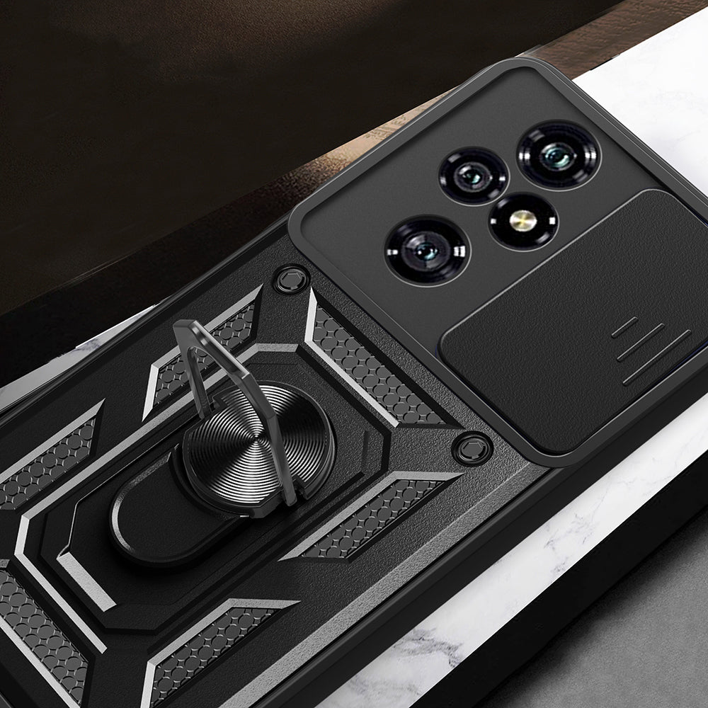 Honor 200 Pro Kılıf Magnetik Standlı Kamera Korumalı Zore Sürgülü Vega Kapak Mavi
