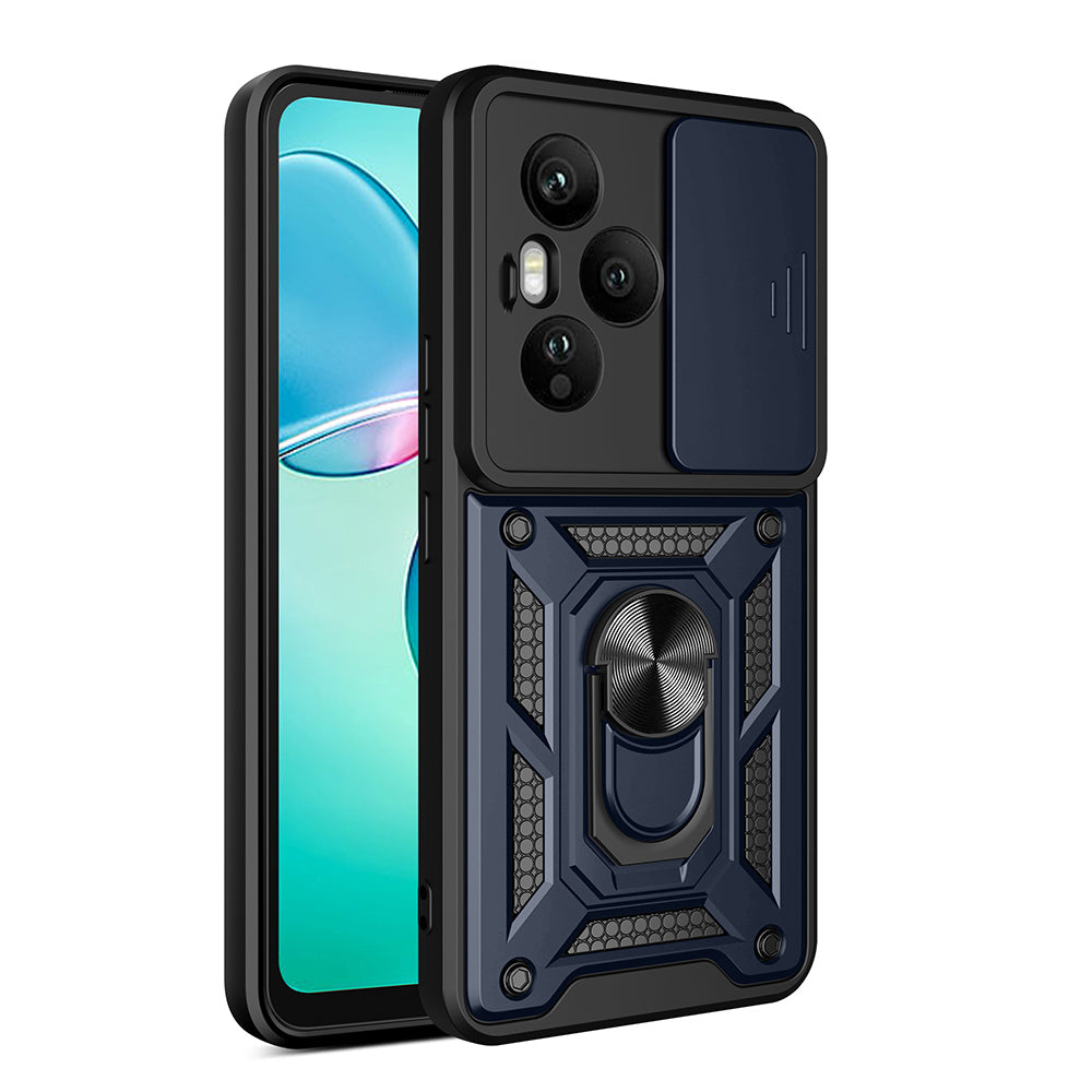 Honor 400 Pro Kılıf Magnetik Standlı Kamera Korumalı Zore Sürgülü Vega Kapak Mavi