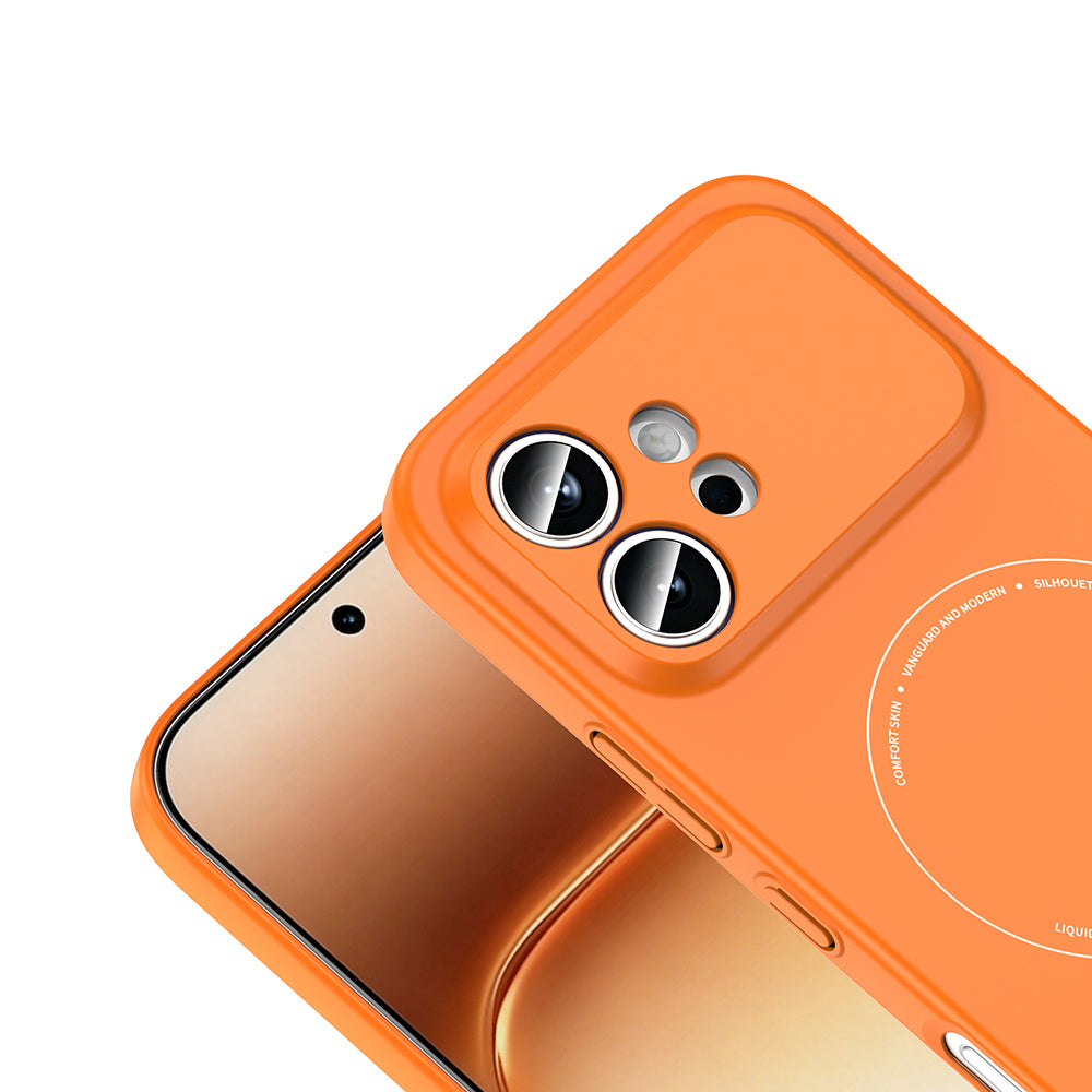 Honor 600 5G Kılıf M-Safe Şarj Özellikli Kamera Korumalı Zore Elio Sert PC Kapak Turuncu