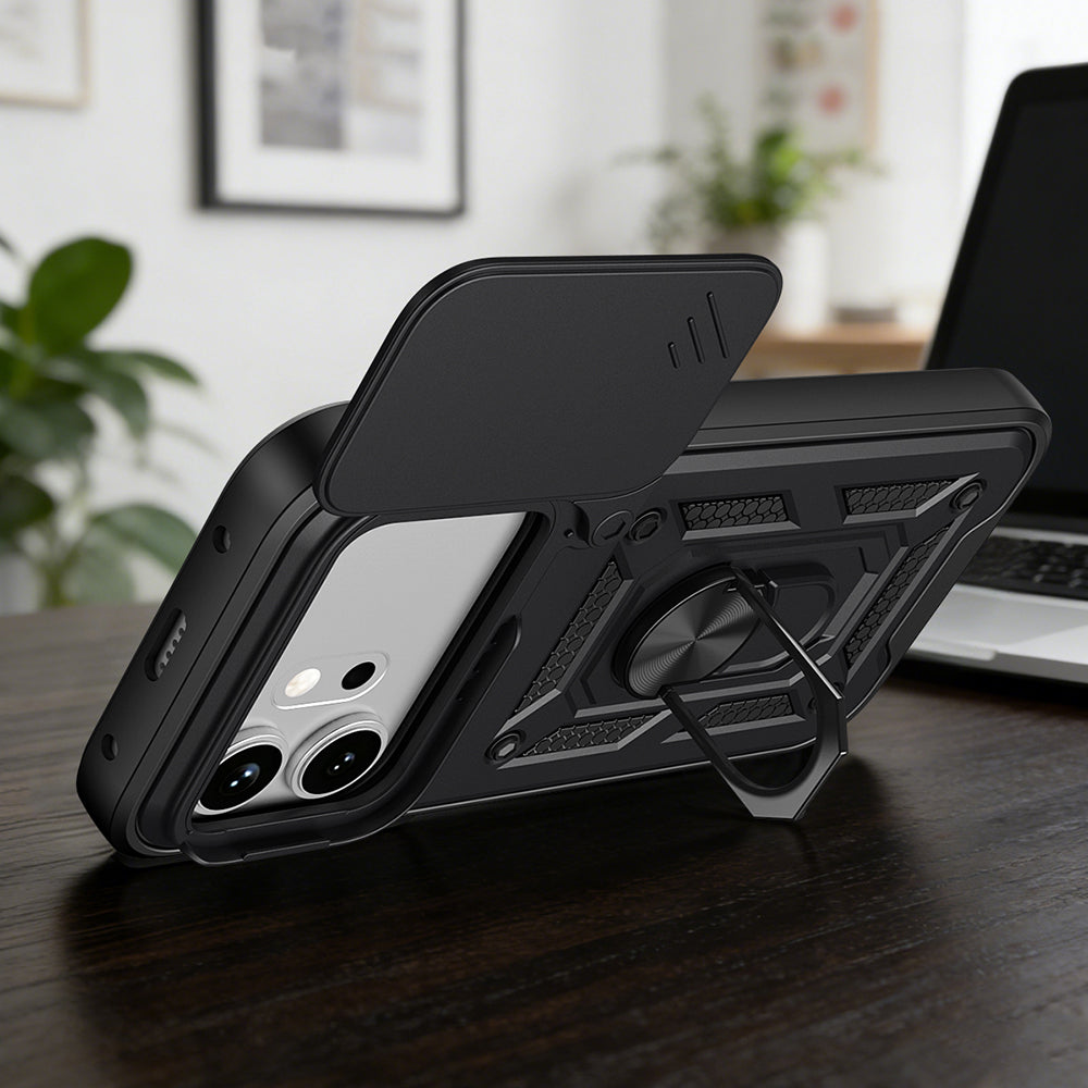Honor 600 5G Magnetik Standlı Kamera Korumalı Sürgülü Vega Kılıf Mavi