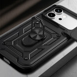 Honor 600 5G Magnetik Standlı Kamera Korumalı Sürgülü Vega Kılıf Siyah