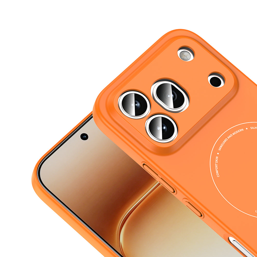 Honor 600 Pro 5G Kılıf M-Safe Şarj Özellikli Kamera Korumalı Zore Elio Sert PC Kapak Turuncu