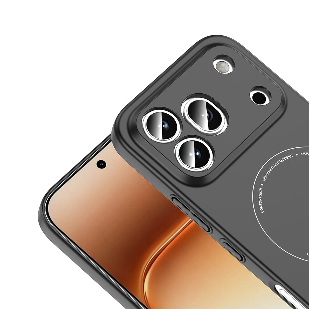 Honor 600 Pro 5G Kılıf M-Safe Şarj Özellikli Kamera Korumalı Zore Elio Sert PC Kapak Siyah