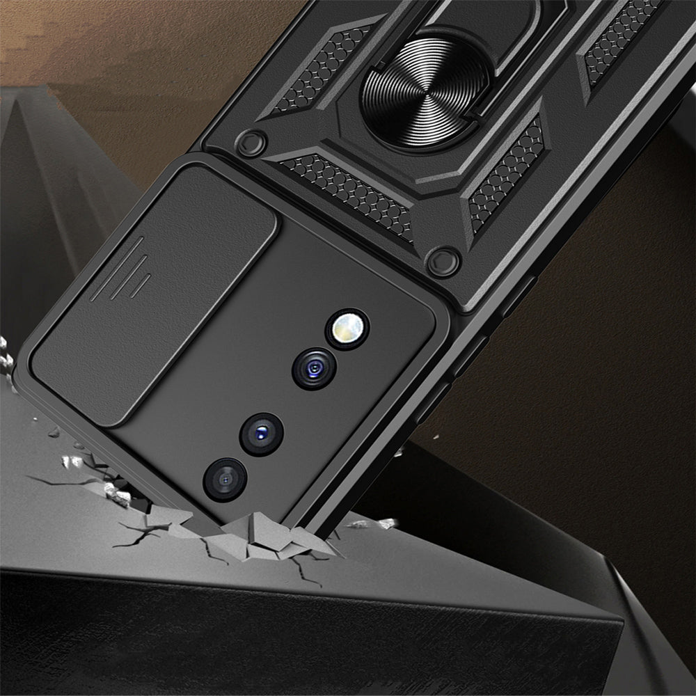Honor 70 Kılıf Magnetik Standlı Kamera Korumalı Zore Sürgülü Vega Kapak Siyah