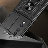 Honor 70 Kılıf Magnetik Standlı Kamera Korumalı Zore Sürgülü Vega Kapak Siyah