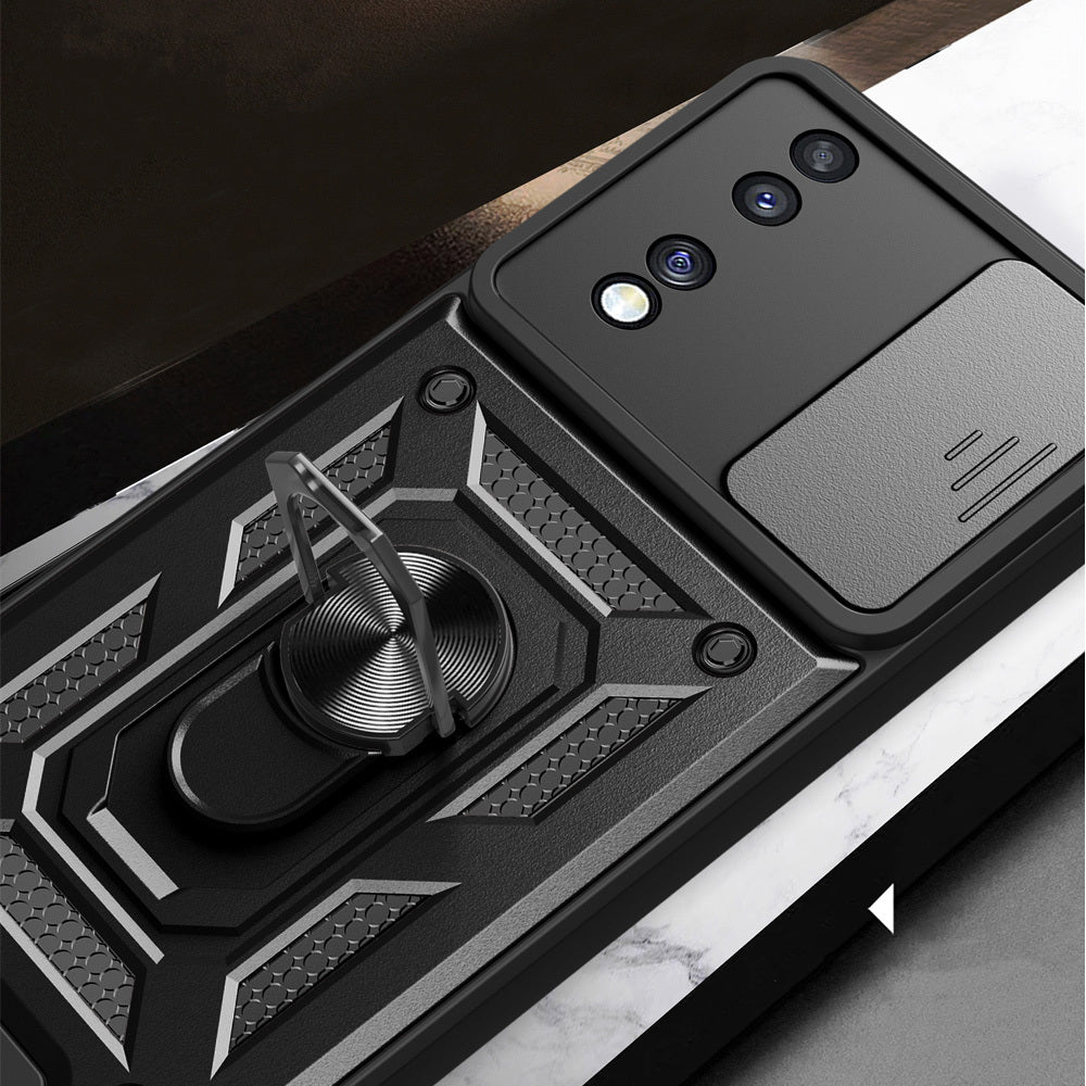 Honor 70 Kılıf Magnetik Standlı Kamera Korumalı Zore Sürgülü Vega Kapak Siyah