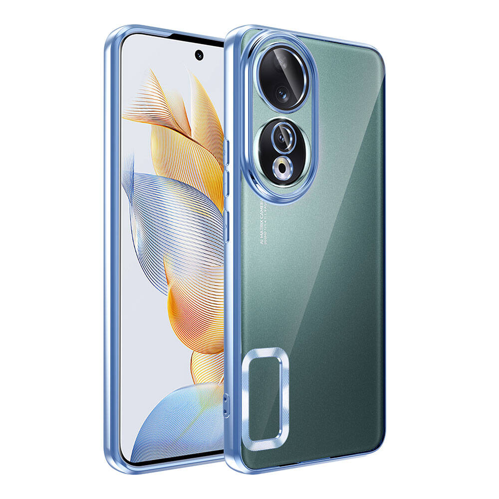 Honor 90 Kılıf Kamera Korumalı Logo Gösteren Zore Omega Kapak Gümüş