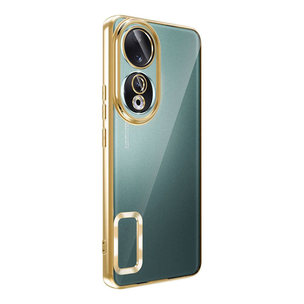Honor 90 Kılıf Kamera Korumalı Logo Gösteren Zore Omega Kapak Gold