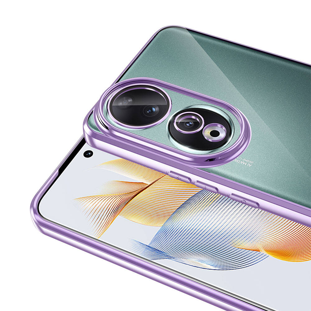 Honor 90 Kılıf Kamera Korumalı Logo Gösteren Zore Omega Kapak Gümüş