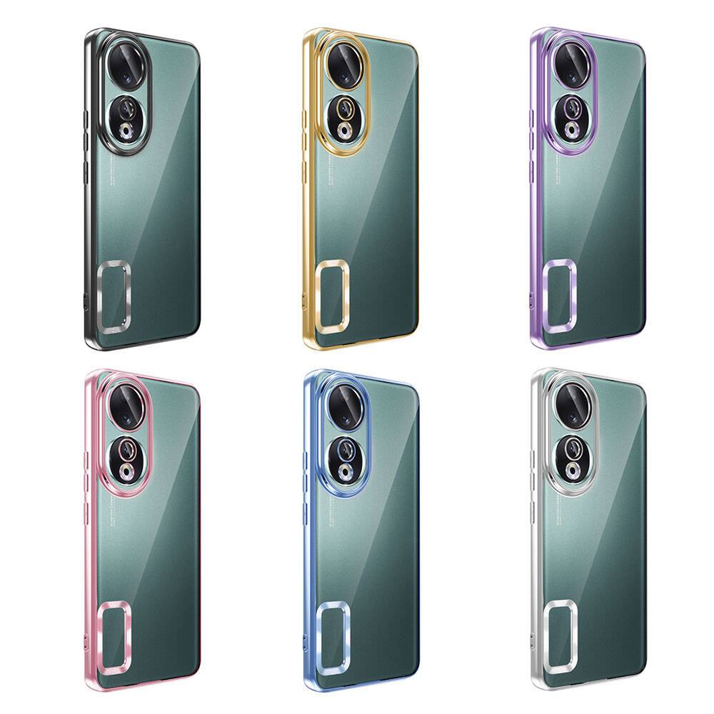 Honor 90 Kılıf Kamera Korumalı Logo Gösteren Zore Omega Kapak Gold