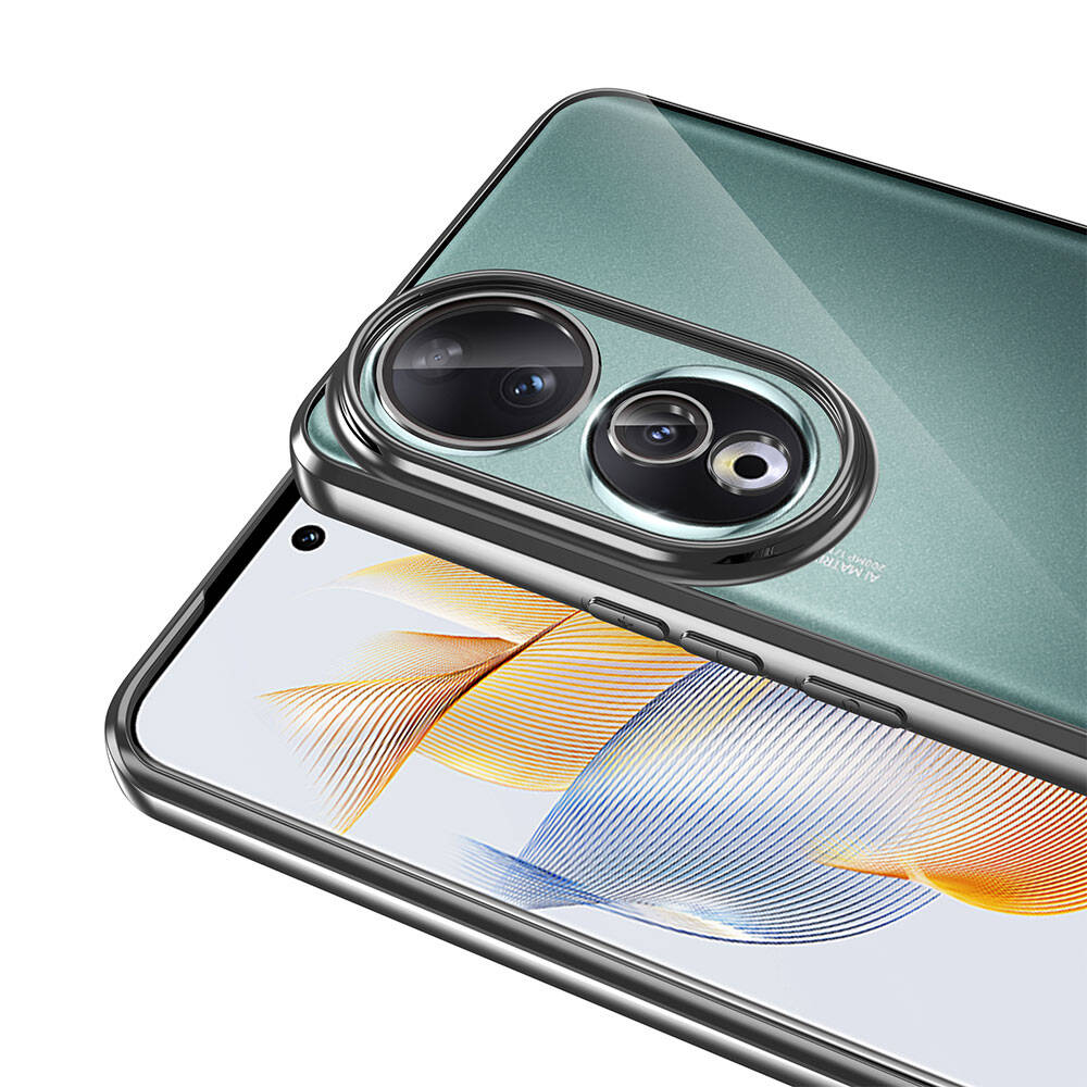 Honor 90 Kılıf Kamera Korumalı Logo Gösteren Zore Omega Kapak Sierra Mavi