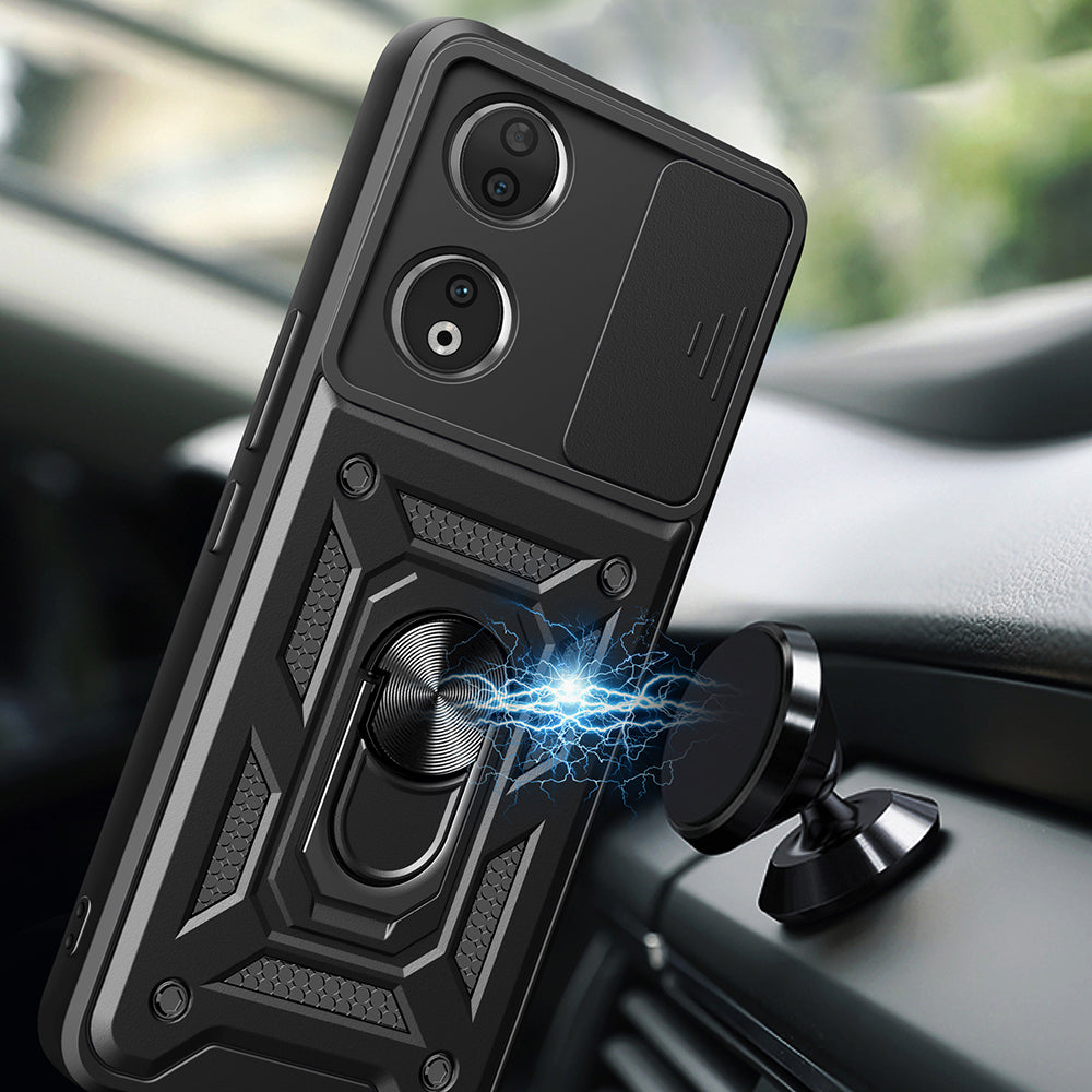 Honor 90 Kılıf Magnetik Standlı Kamera Korumalı Zore Sürgülü Vega Kapak Mavi