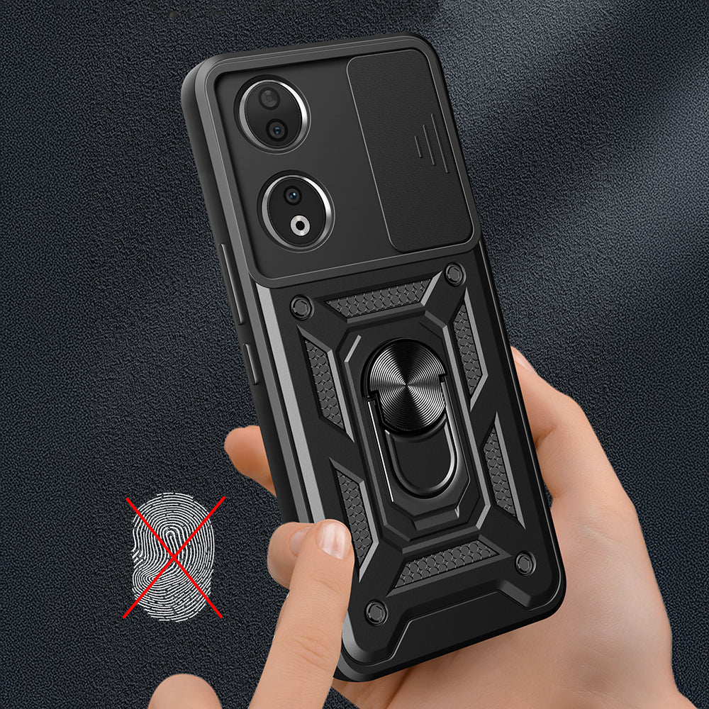 Honor 90 Kılıf Magnetik Standlı Kamera Korumalı Zore Sürgülü Vega Kapak Mavi