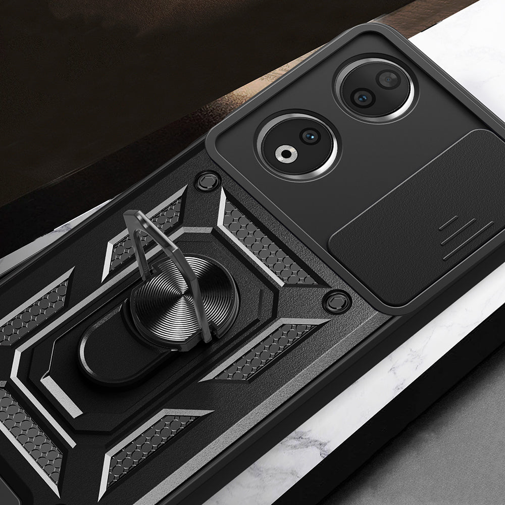 Honor 90 Kılıf Magnetik Standlı Kamera Korumalı Zore Sürgülü Vega Kapak Mavi