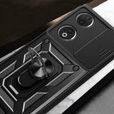 Honor 90 Kılıf Magnetik Standlı Kamera Korumalı Zore Sürgülü Vega Kapak Mavi