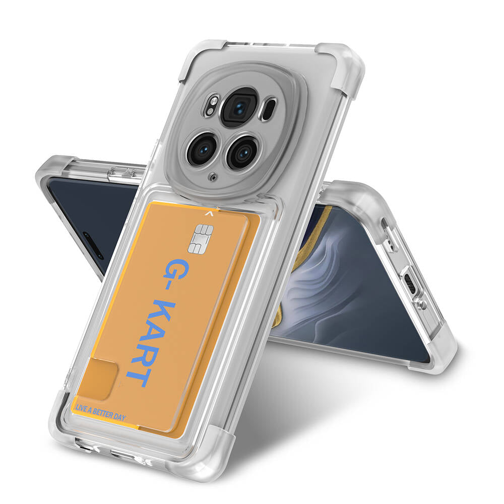 Honor Magic 6 Pro Kılıf Airbag Tasarımlı Şeffaf Kartlıklı Zore G-Kart Kapak Şeffaf