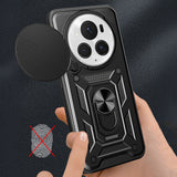 Honor Magic 6 Pro Kılıf Magnetik Standlı Kamera Korumalı Zore Sürgülü Vega Kapak Mavi