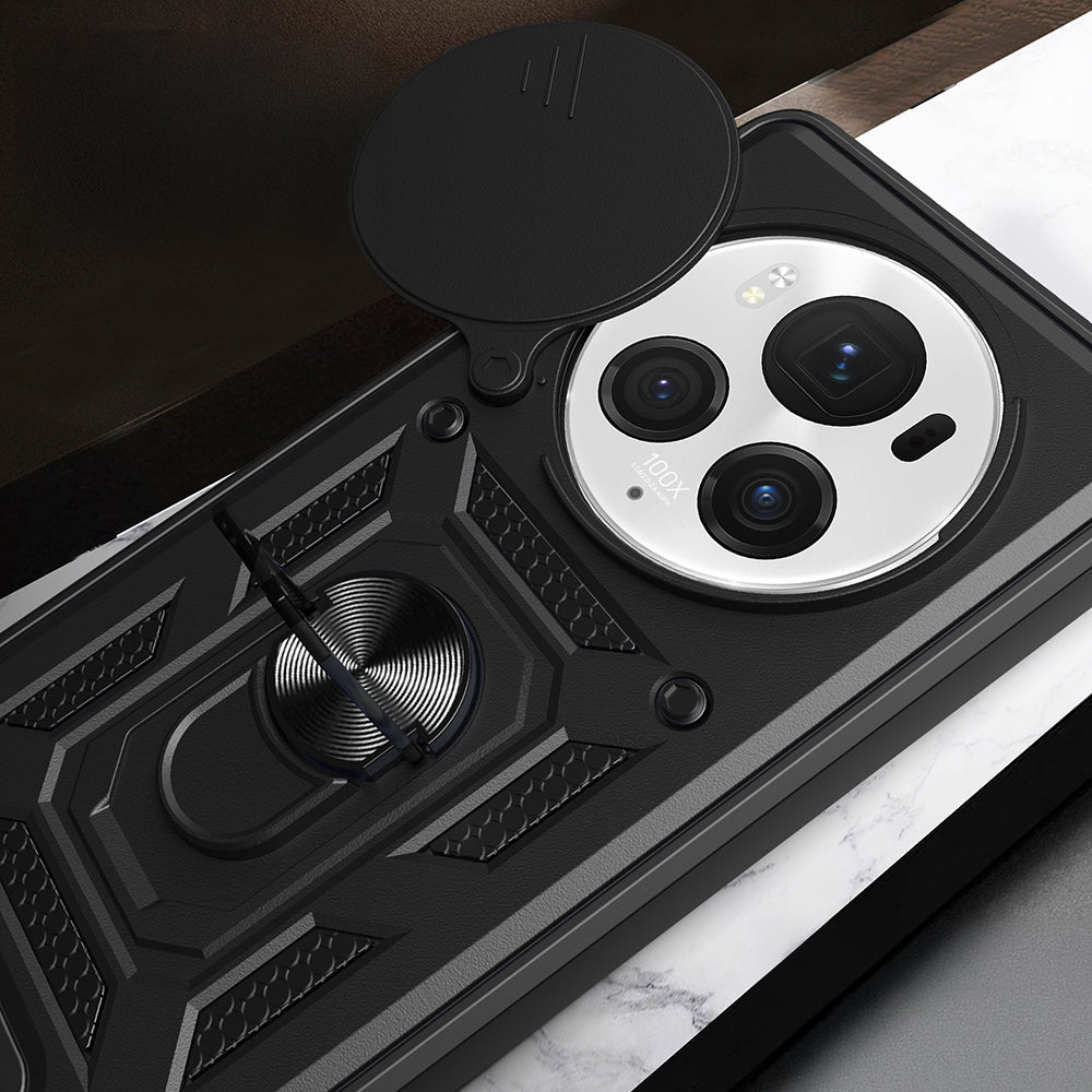 Honor Magic 6 Pro Kılıf Magnetik Standlı Kamera Korumalı Zore Sürgülü Vega Kapak Mavi