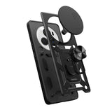 Honor Magic 6 Pro Kılıf Magnetik Standlı Kamera Korumalı Zore Sürgülü Vega Kapak Mavi