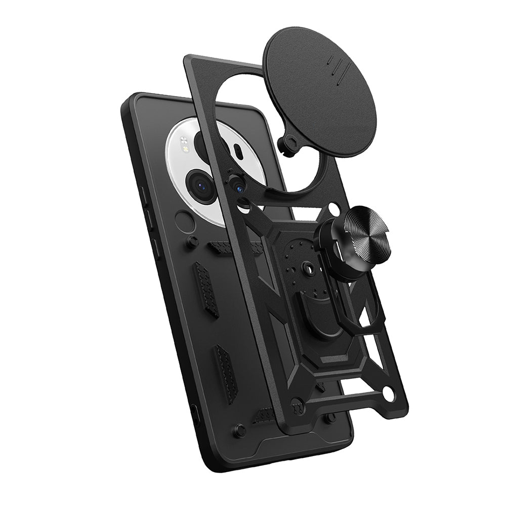 Honor Magic 6 Pro Kılıf Magnetik Standlı Kamera Korumalı Zore Sürgülü Vega Kapak Mavi