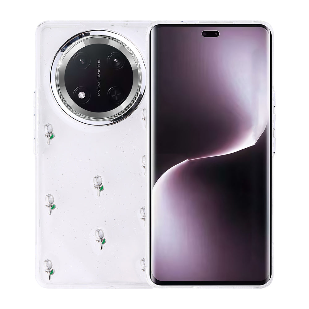 Honor Magic 7 Lite Kılıf Airbag Tasarımlı Simli Şeffaf Zore Kutup Kapak Lale